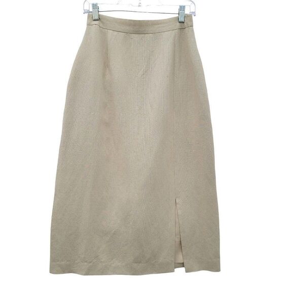Charles Glueck Dresses & Skirts - Vintage Charles Glueck Womens 10 Beige Linen Blend Midi Pencil Skirt